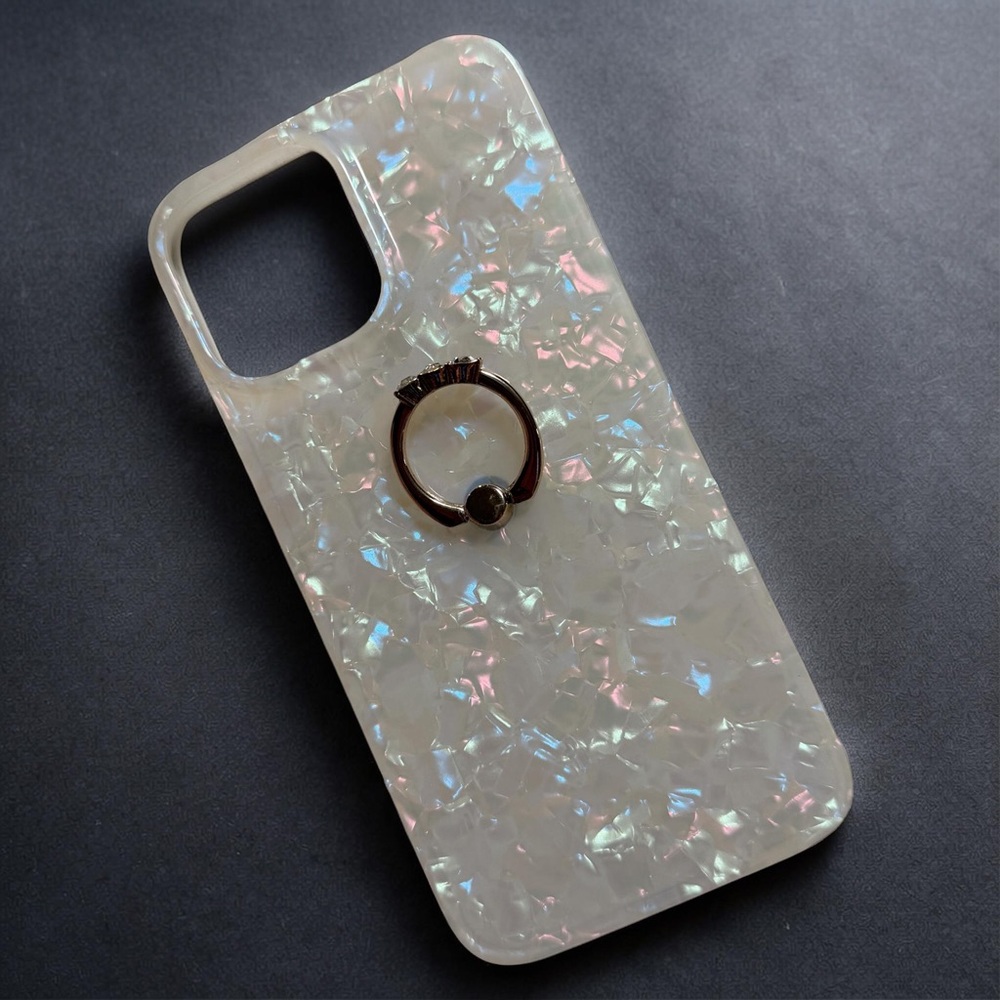 Pearl Iridescent Phone Case with Ring Stand – iPhone 13 Pro Max – New